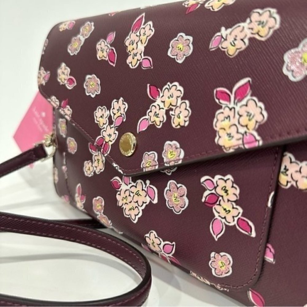 Kate Spade Tinsel Flap Crossbody Clutch Bag with Floral Print - Picture 5 of 14